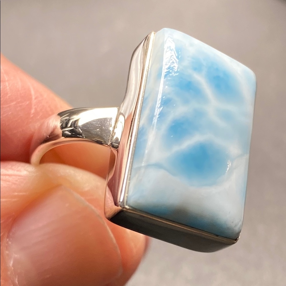 Larimar Ring Size 9 In Solid Sterling Silver 925 - image 1